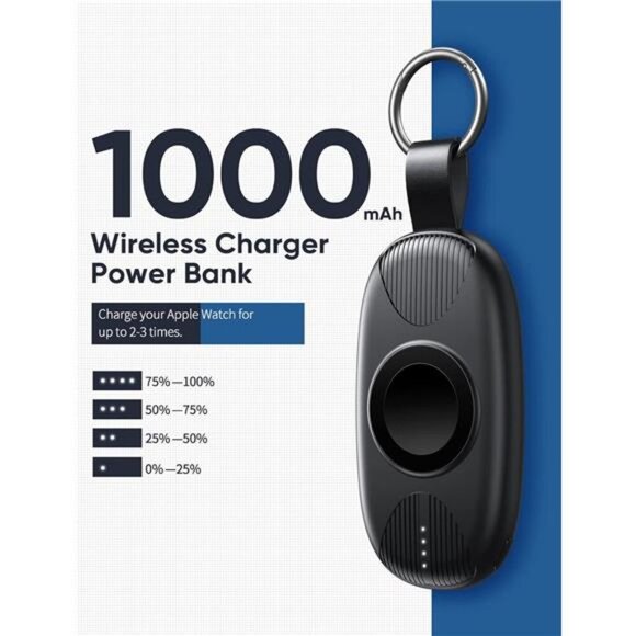 Portable Charger for Apple Watch, 1000mAh, Magnetic Keychain Apple Watch Charger - Picture 2 of 7
